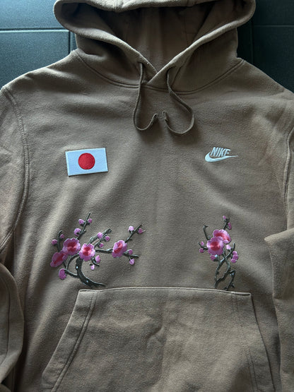 Brązowa bluza Nike hoodie custom japan style sakura