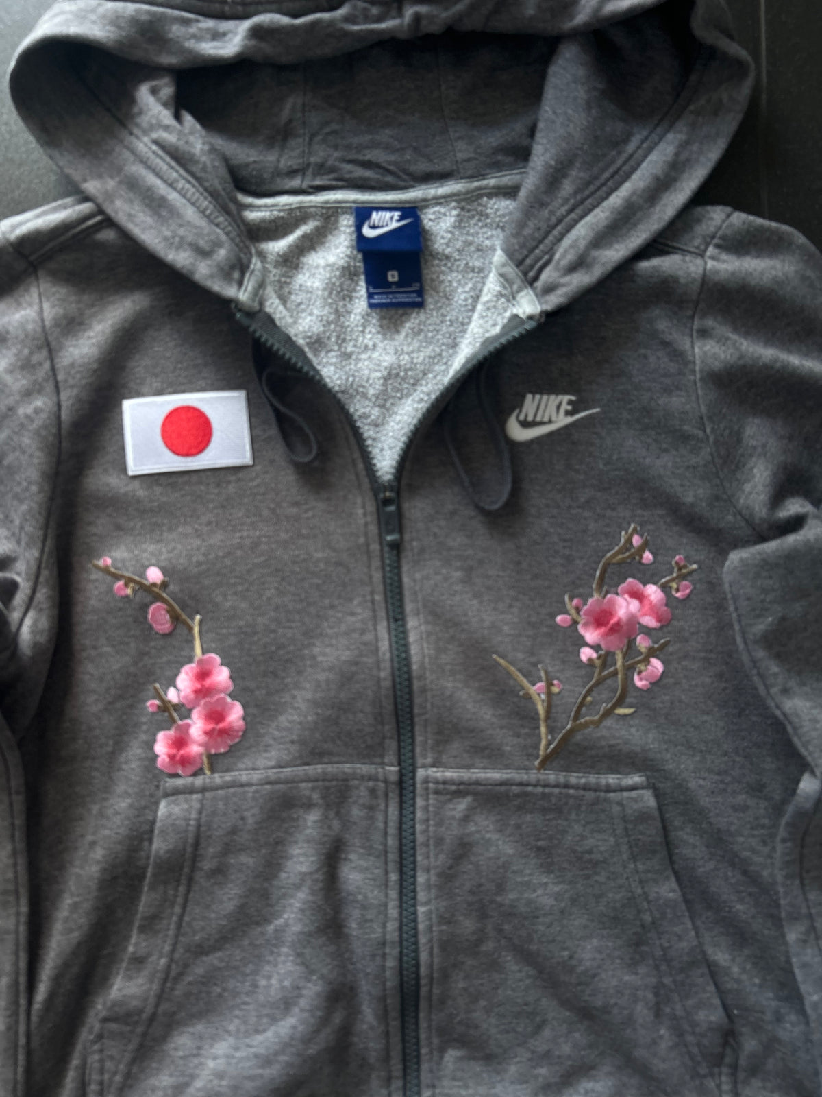 Szara bluza rozpinana Nike custom japan style sakura
