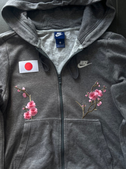 Szara bluza rozpinana Nike custom japan style sakura