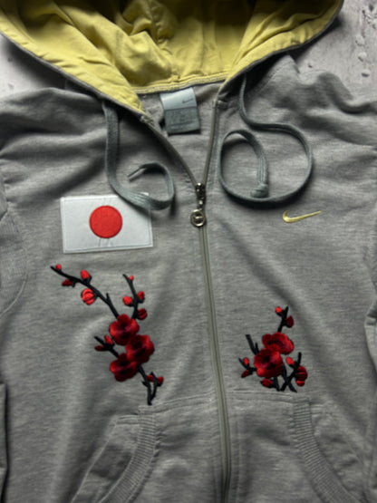 Szara bluza rozpinana japan style sakura Nike custom