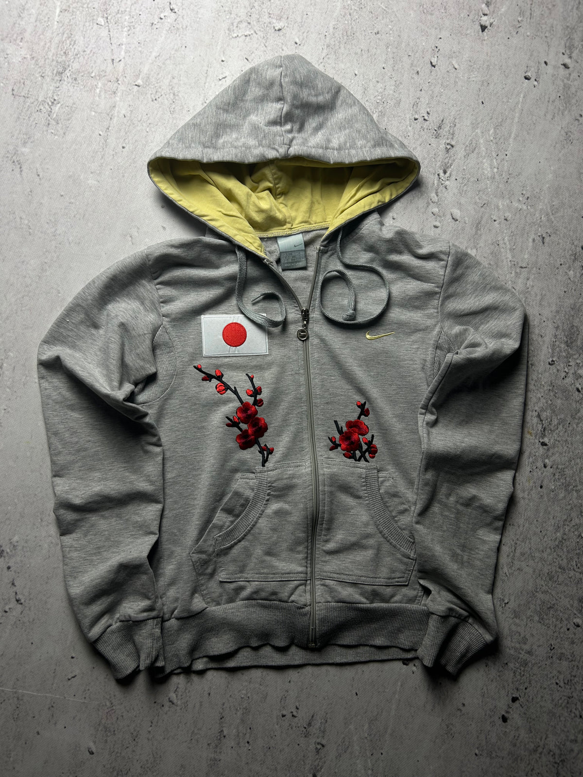 Szara bluza rozpinana japan style sakura Nike custom
