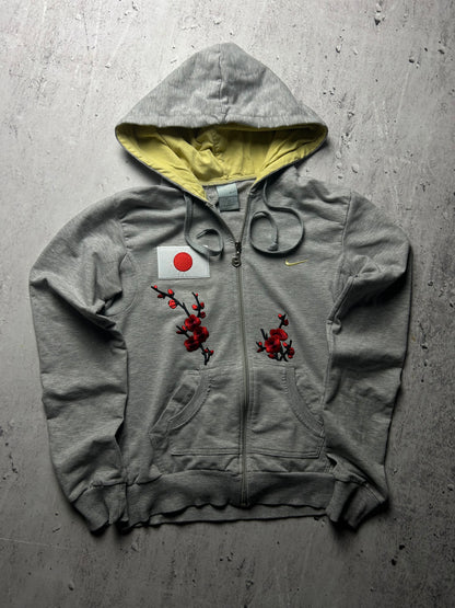 Szara bluza rozpinana japan style sakura Nike custom