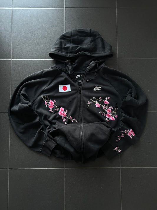 Czarna bluza Nike hoodie custom japan sakura