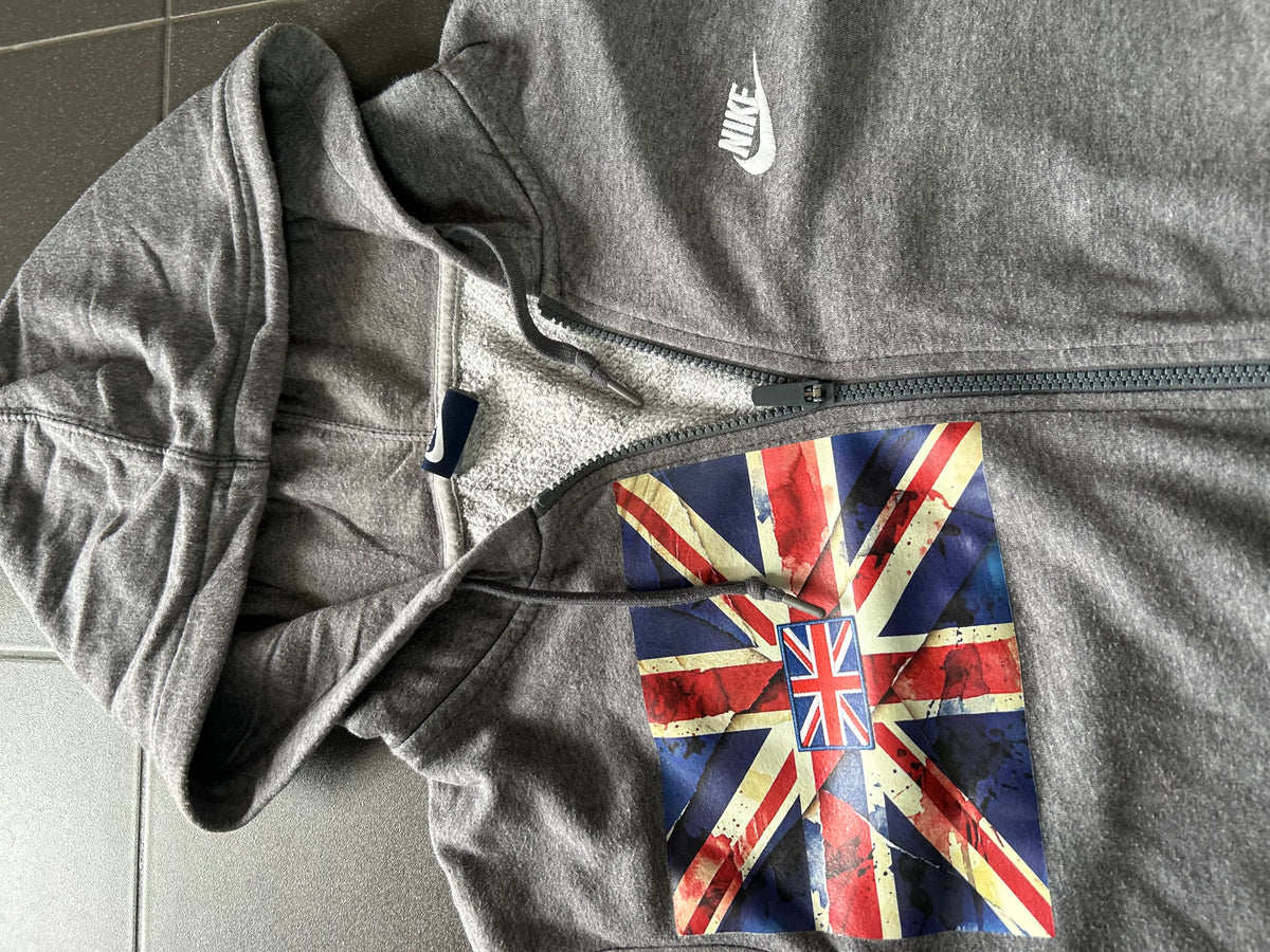 Szara bluza rozpinana  Nike custom wielka  Brytania z kapturem