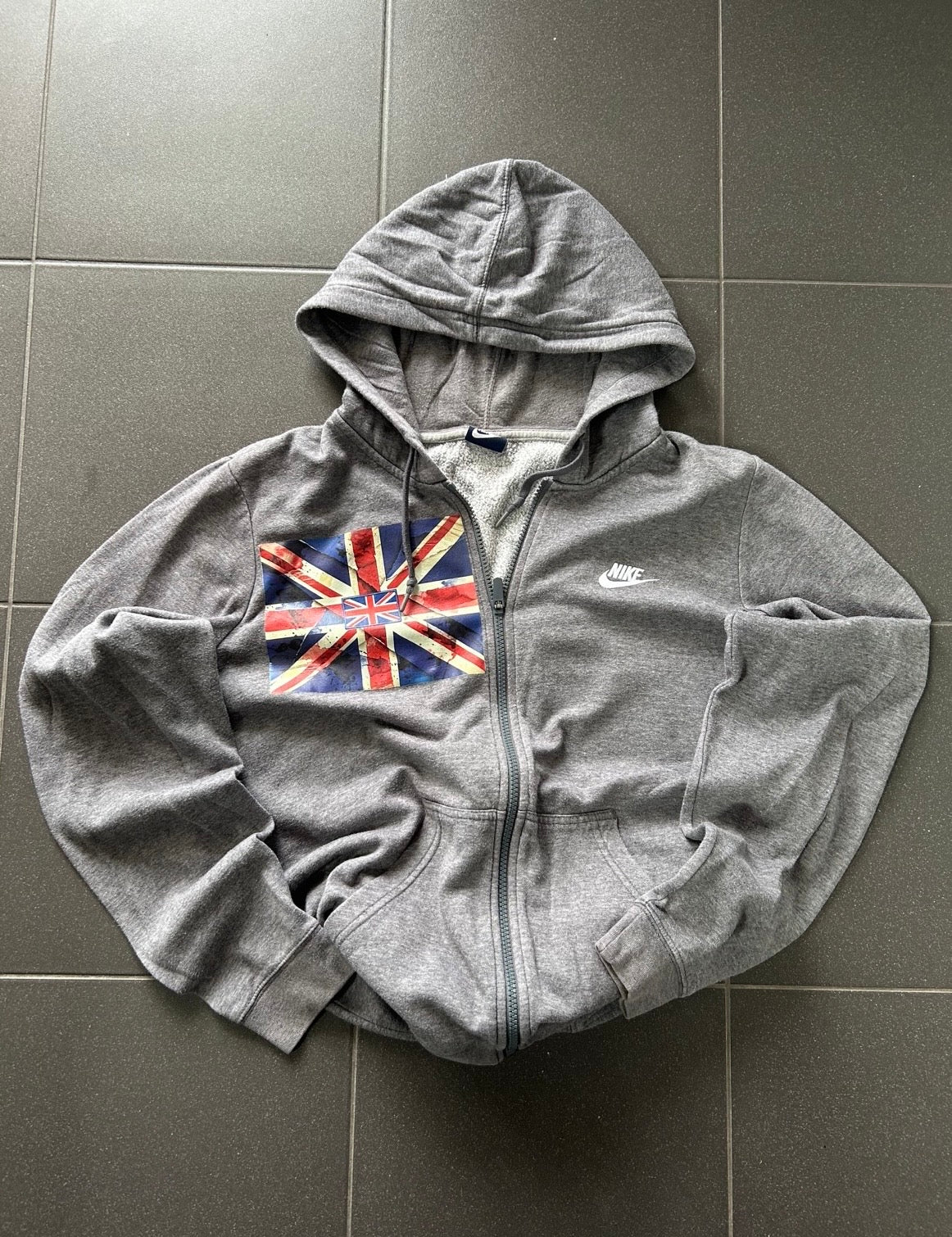 Szara bluza rozpinana  Nike custom wielka  Brytania z kapturem