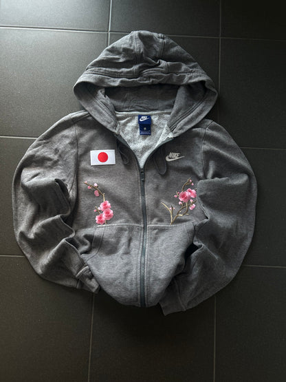 Szara bluza rozpinana Nike custom japan style sakura