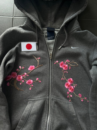 Szara bluza rozpinana Nike custom japan sakura