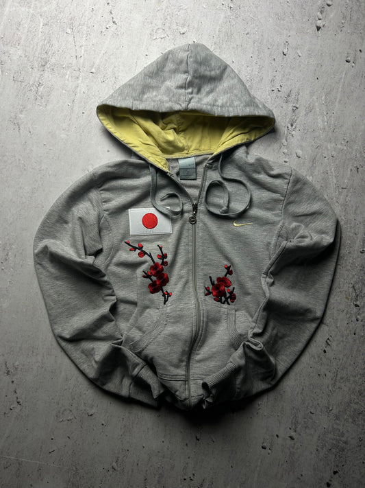 Szara bluza rozpinana japan style sakura Nike custom