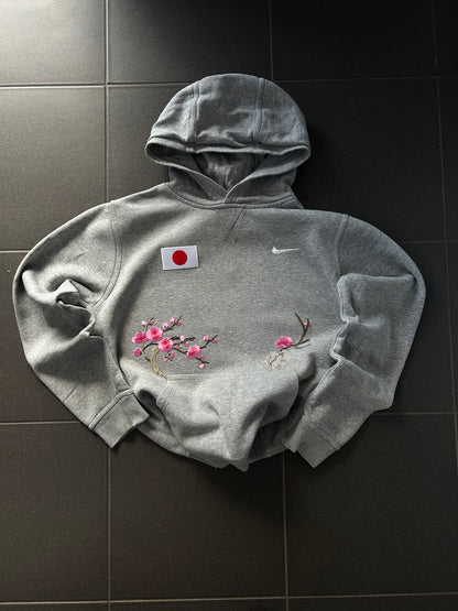 szara bluza z kapturem nike custom w stylu japońskim sakura
