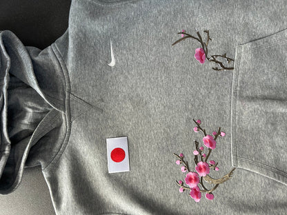 szara bluza z kapturem nike custom w stylu japońskim sakura